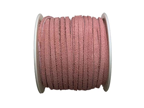 Velour Lederband Realeather flach 3mm Rosa 1 Meter
