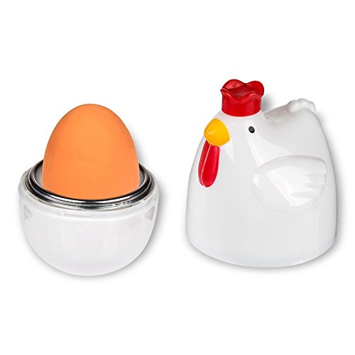 HC-Handel 923268 Mikrowellen-Eierkocher "Chicken" Kunststoff/Metall 11 cm weiß
