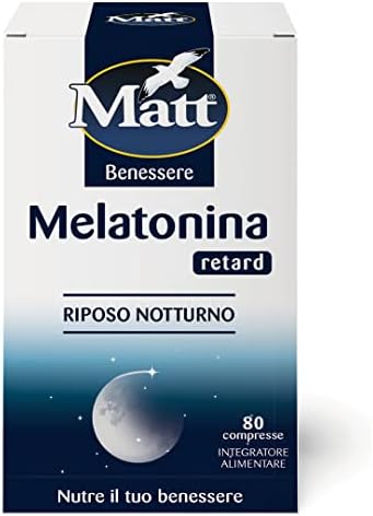 Matt, Melatonina Retard, Integratore Alimentare per il Riposo Notturno a Base di Melatonina, Utile per Favorire il Rilassamento e il Sonno, Confezione da 80 Compresse