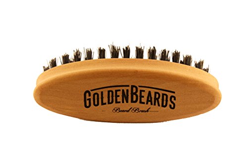 Golden Beards Cepillo de barba de bolsillo realizadas con 100% de cerdas de cerdo salvaje para hombres - Cepillo de barba para barba - fabricado a mano en Alemania.