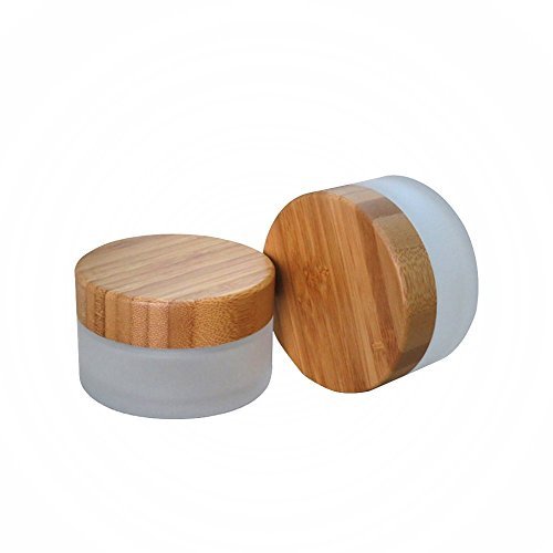 30Gram/ML Refillable Glass Jars with Liners and Environmental Bamboo Lids Frosted Glass Cream Bottle Pot Jars Cosmetic Comtainer