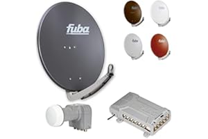 Fuba Digital Sat-Anlage 12 Teilnehmer | Satellitenschüssel Komplettset - Premium Aluminium 80cm Sat Schüssel Fuba DAA 780 in Wunschfarbe + LNB + FMQ 512 Multischalter 12 Teilnehmer - HDTV UHD(4K/8K) 3D