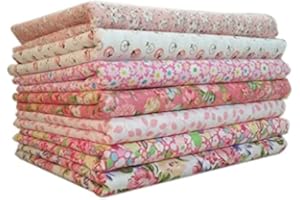 YTFG Cotton Craft Fabric Bundles Patchwork,Fabric Fat Quarters Bundle 7PCS 50 x 50cm Fat Sewing Patchwork Different Pattern Cloths DIY Scrapbooking Artcraft (Pink-7-50 * 50)