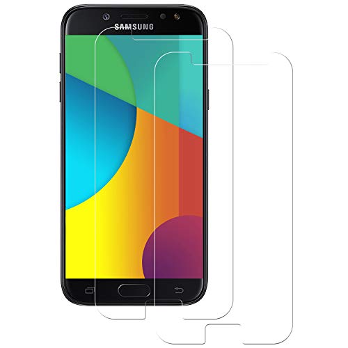 POOPHUNS 2-Unidades Cristal Templado Samsung Galaxy J7 2017, Protector de Pantalla Cristal Vidrio Templado Premium para Samsung Galaxy J7 2017, 9H Vidrio Real, No se despega, Huellas Dactilares Libre