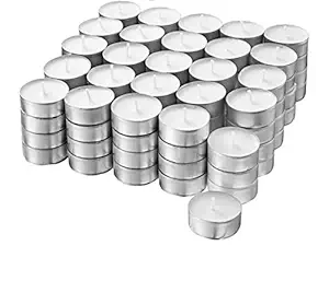 Thirteenkcanddle Long Burning Tealight 5 Hours Burn Time Tea Light Unscented White Pack of 50