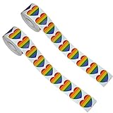 Material: estas pegatinas de arco iris están hechas de papel semi brillante con buena calidad, buena adhesión en la mayoría de las superficies;Color: estas pegatinas en forma de corazón están en color arco iris