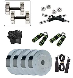 Aurion 8 Kg Chrome Steel Weight Plates Home Gym Pack