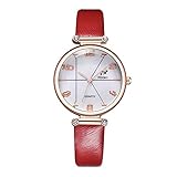 Daygeve Armbanduhr Analog Quarz mit Lederband mit digitalem Zifferblatt mit Uhrenarmband Taglia unica rot