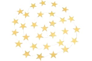 LAWALEISHE 65 Feet Reflective Star Paper Garland,Twinkle Little Star Party Garlands,Gold Glitter Sparkling Star Bunting Banner Hanging Decoration,Birthday Holiday Wedding Anniversary Theme Party