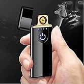QOCXRRIN Electric USB DEL-08 Touch Lighter for Smoking Rechargeable Windproof Slim Coil Lighter with Smart Fingerprint Sensor
