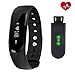 Produktbild Herzfrequenz Fitness Tracker, camtoa, id101hr kabellos Fitness Monitor Wasserdicht (IP67) Bluetooth 4.0 Schrittzähler Aktivität Fitness bracelet-remote Kamera Control, Wirbel für iOS 7.1/Android 4.4 oder vor, schwarz