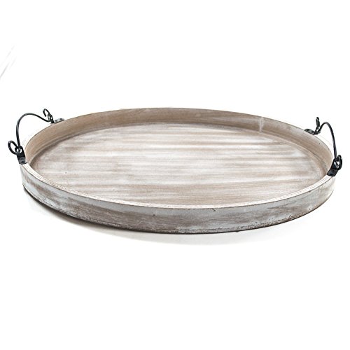 Holztablett 41x31x3cm Oval Holz Tablett Deko antikfinish Serviertablett Landhausstil Kerzentablett …