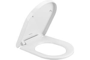 TODOT Abattant WC Forme D, Cuvette Toilette avec Frein de Chute, Lunette de Toilette Charnière Réglable, Dégagement Rapide à Un Bouton, Blanc