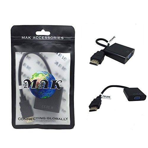 MAK POWER Mini HDMI Stecker auf VGA Buchse Video Converter Cable Adapter - Schwarz (MINI HDMI ZU VGA)