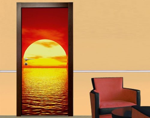 Fototapete Tür Papier No.15 ‚RED SUNSET‘ 100x210cm Foto Tapeten Sonne , Größe:210cm x 100cm - 5