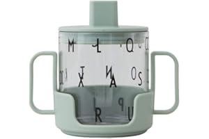 Design Letters Cresci con il tuo bicchiere per neonati e bambini, tritan (Verde) - Tazza personale per bambini, Compreso manico e coperchio per bevande, Lavabile in lavastoviglie, Senza BPA, 175 ml