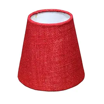 Jute Burlap Red conical Fabric lampshade (Small) for Table or Bottle lamp Bases