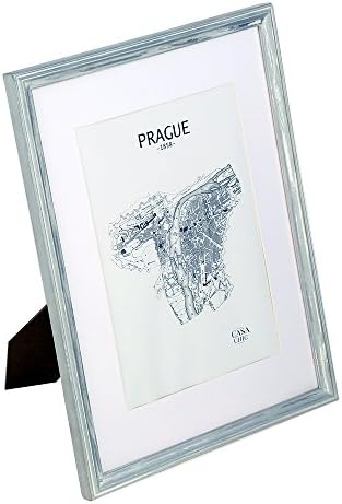 Antic by Casa Chic SOLID WOOD Shabby Chic Photo Frame - 12x16 Frame - Perspex Front - With Picture Mount for 12x8 Photo - 1 Frame - 2cm Edge Width - Distressed White and Silver