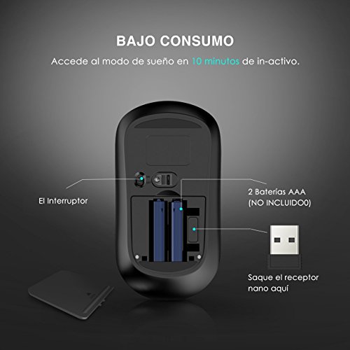 VicTsing Rat  n Inal  mbrico Delgado  2 4G con Receptor Nano  Pusaciones Silenciosas  3 Niveles de CPI  Acabado Amitoso al Piel  Perfecto para PC  Port  til  Computadora  Ordenador y Mac      Nueva Versi  n 
