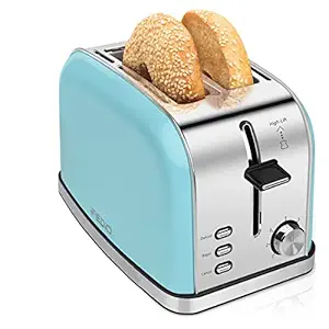 2-Slice-Toasters Bread Stainless Steel Compact Toaster Extra-Wide-slots for Household Kitchen Breakfast Bagle Defrost Cancel Function Upgrade Toaster Muffins, Waffles and Bread(Blue)