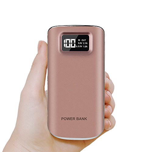 DoSHIn Caricabatterie Portatile 10000mAh 2 Porte USB Batteria Esterna con LED Display Digitale Intelligente Power Bank,per iPhone, Samsung, Huawai, Tablet, Smartphone e Altro(Oro rosa)