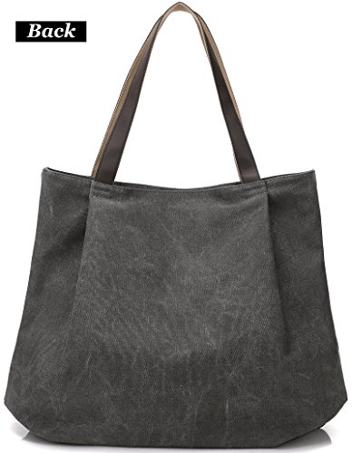 DCCN Canvas Shopper Damen Handtasche Einkaufstasche mit Große Kapazität 48*38*18cm - 2