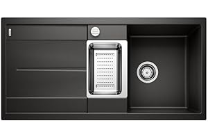 BLANCO METRA 6 S | Granitspüle aus SILGRANIT schwarz | Einbauart: Einbau von Oben | reversibel | für 60 cm breite Unterschränke | Großes Becken | Reinigungsfreundliche Öberfläche