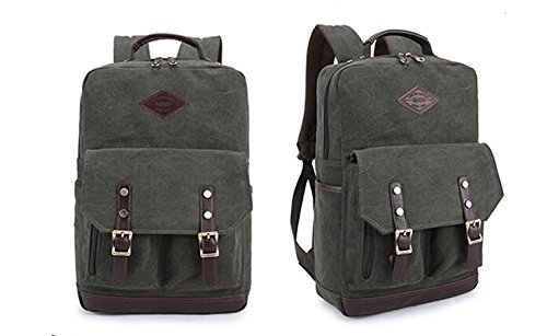 Aidonger Unisex Vintage Canvas und Leder Rucksack Daypack Laptoprucksack(14 Zoll) - 4