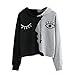 Produktbild Damen Auge gedruckt Sweatshirt Langarm Weiß Kurz Tops Bluse-Frauen mit Kapuze Crop Patchwork Bluse Pullover -Frauen Streetwear-Damen Bluse-Damen Hoodies Mit Plus Größe(Grau,L)