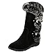 Produktbild Schneestiefel Damen Sonnena Frauen Stiefel Winterstiefel Warm Gefütterte Kalb Stiefel Winterschuhe Strass Velours Look Niedrigen Absätzen Schnallen Martin Stiefel (37, Sexy Schwarz)