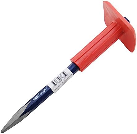 Montstar Cold Mason Chisel Pointed Head | Masons Cross Chisel with hand protector 16mm x 12"