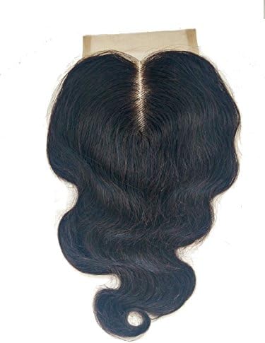 Ohlees® 6A Virgin 1B# Brazilian Body Wave 10"-22"100% Remy Human Hair Free / Middle / Three Part Top Lace Closure 4"x4" Full Lace (16", Middle Part)