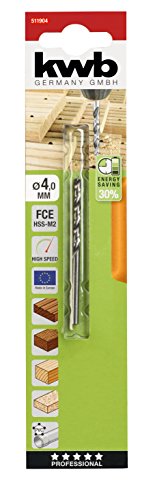 kwb AKKU-TOP FCE Holzbohrer 511904 (4 mm, für Hartholz, HSS-M2, präzisionsgeschliffen, FCE First Cut Entrance durch zwei Vorschneider) - 2