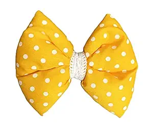 For The Fur Kids Polka Dot Dog Bow Tie: Sunshine Pet Bow Tie with Lace (Yellow)