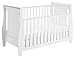 Babymore Stella Sleigh Dropside Cot Bed with Drawer (White)