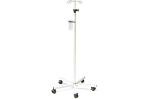 1x Megro Infusionsständer, Stahl Sicherheitshaken Rollen höhenverstellbar, weiß