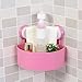 Produktbild Kunststoff Saugnapf Badezimmer Küche Ecke Lagerregal Organizer Dusche Regal,Duschregal Teleskop Badregal Duschecke Höhenverstellbar Duschkorb Einhängen Duschregal Badregal (Rosa, 15X15X7.5cm)