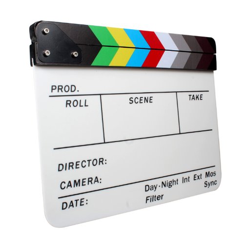 Andoer 9,6 * 11,7 “ Acryl Clapboard Schindel Dry Erase Director Film-Film Clapper Board Slate mit Farbe Sticks - 2