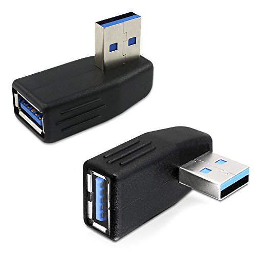 COM-FOUR® 2er Set Adapter USB 3.0 Stecker auf Buchse rechts und links gewinkelt 270° horizontal (2 Stück - links/rechts)
