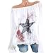 Produktbild Hevoiok Herbst Sommer Langarmshirt Damen Fashion Sexy Stern Drucken Schulterfrei Top T-Shirt Sexy Fraun Oberteile Locker Oversize Lange Ärmel Bluse S-5XL (Weiß, S)