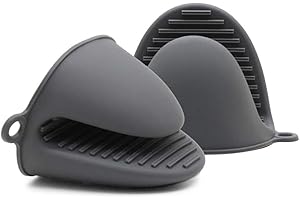 PAIDASHU Ofenhandschuh aus dickem Silikon, Mini-Ofenhandschuh, hitzebeständig, zum Backen, Kochen, Grillen (grau)