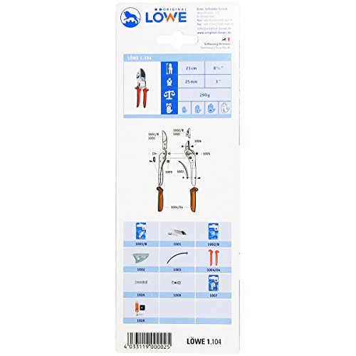 LÖWE Gartenschere, Amboss Schere standard, orange, 20 x 6 x 2 cm, 1.104 - 4
