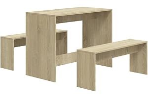 vidaXL Essgruppe 3-TLG. Sitzgruppe Esstisch Tisch Tischgruppe Bank Esszimmerbank Esszimmergruppe Esszimmergarnitur Tischset Sonoma-Eiche Holzwerkstoff