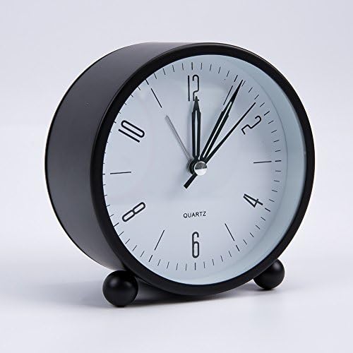 Alarm Clock HQOON Bedside Wake up Clock for Heavy Sleepers with Nightlight, Portable Travel Clock, Battery Operated Clock, Modern Office Desk Clock, Kids Gift,Black