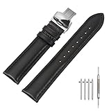Schnellverschluss Echtleder Uhrenarmband 20mm Ersatz, Polierte Faltschließe, Super Weich Gepolsterte Uhrenarmband