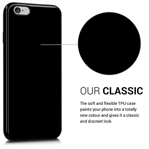 kwmobile Funda para Apple iPhone 6   6S - Carcasa para m  vil en  TPU Silicona  - Protector  Trasero  en  Negro Brillante 