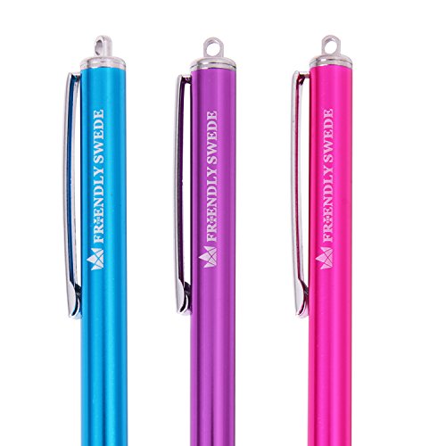 The Friendly Swede 3 Stück Hybrid Stylus Touchscreen Eingabestift mit austauschbarer Mikrofaserspitze (hellblau, lila, pink) - 2