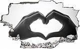 wandtattoo liebessprüche Hochwertiger Druck DesFoli Herz Liebe Love 3D Look Wandtattoo 70 x 115 cm Wanddurchbruch Wandbild Sticker Aufkleber C531