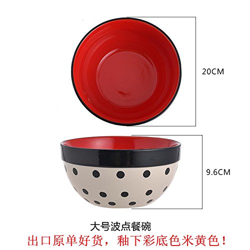 FAN4ZAME Under Glaze Ceramic Tableware Wave Cute Fresh Fruit Salad Bowl Bowl Large Bowl To Eat Home 8 Inches