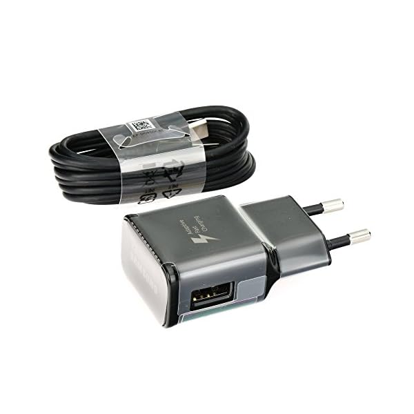 Samsung Original Typ C Ladegerät Schnellladegerät EP-TA20EBE Farbe Schwarz inkl. USB Typ-C Ladekabel Schnellladekabel Galaxy S8 S8+ S9 Plus S9+ A3 A5 A7 2017 USB-C